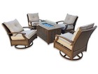 Outdoor Patio Wicker Furniture Conversation Set 4 Chairs +Gas Fire Pit SUNBRELLA — photo 6