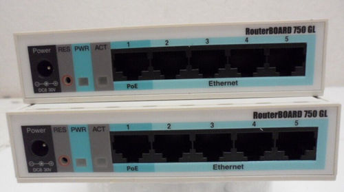 2- MikroTik RouterBoard RB750GL Router Firewall 5x1Gbps Power Adapter W/DIN Clip - Picture 2 of 12