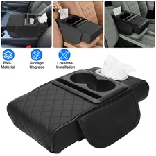 Car Center Console Armrest Pillow with Cup Holder, Tissue Box, Phone Holder