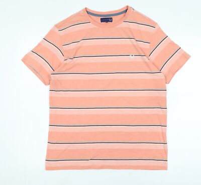 Linen & Thread Herren T-Shirt orange gestreift, Gr. M