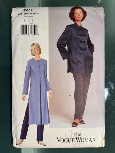 VOGUE PATTERN 7412 MISSES tunic & pants size 8 / 10 / 12 UNCUT