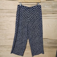 Talbots Blue and White Floral Wide Leg Lightweight Flowy Pants Womens Sz8 NWT