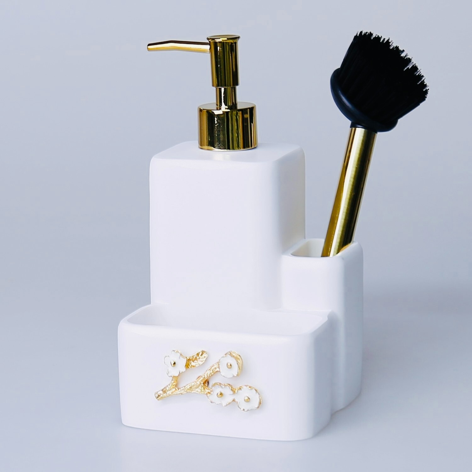 Aqua Soap Dispenser Sponge Holder with Brush Fast Shipping-image