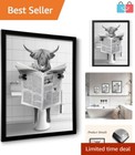 Cute Highland Cow Canvas Print - Framed Bathroom Art, Ready to Hang, Retro Style