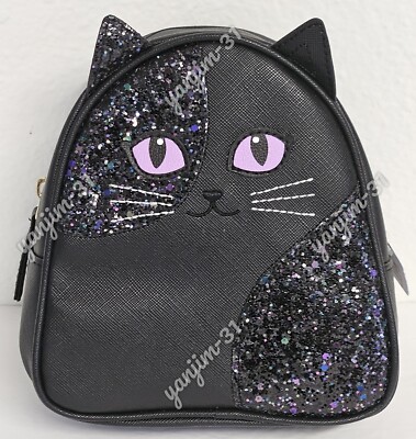 BATH AND BODY WORKS BLACK CAT MINI BACKPACK / COSMETIC BAG - NEW