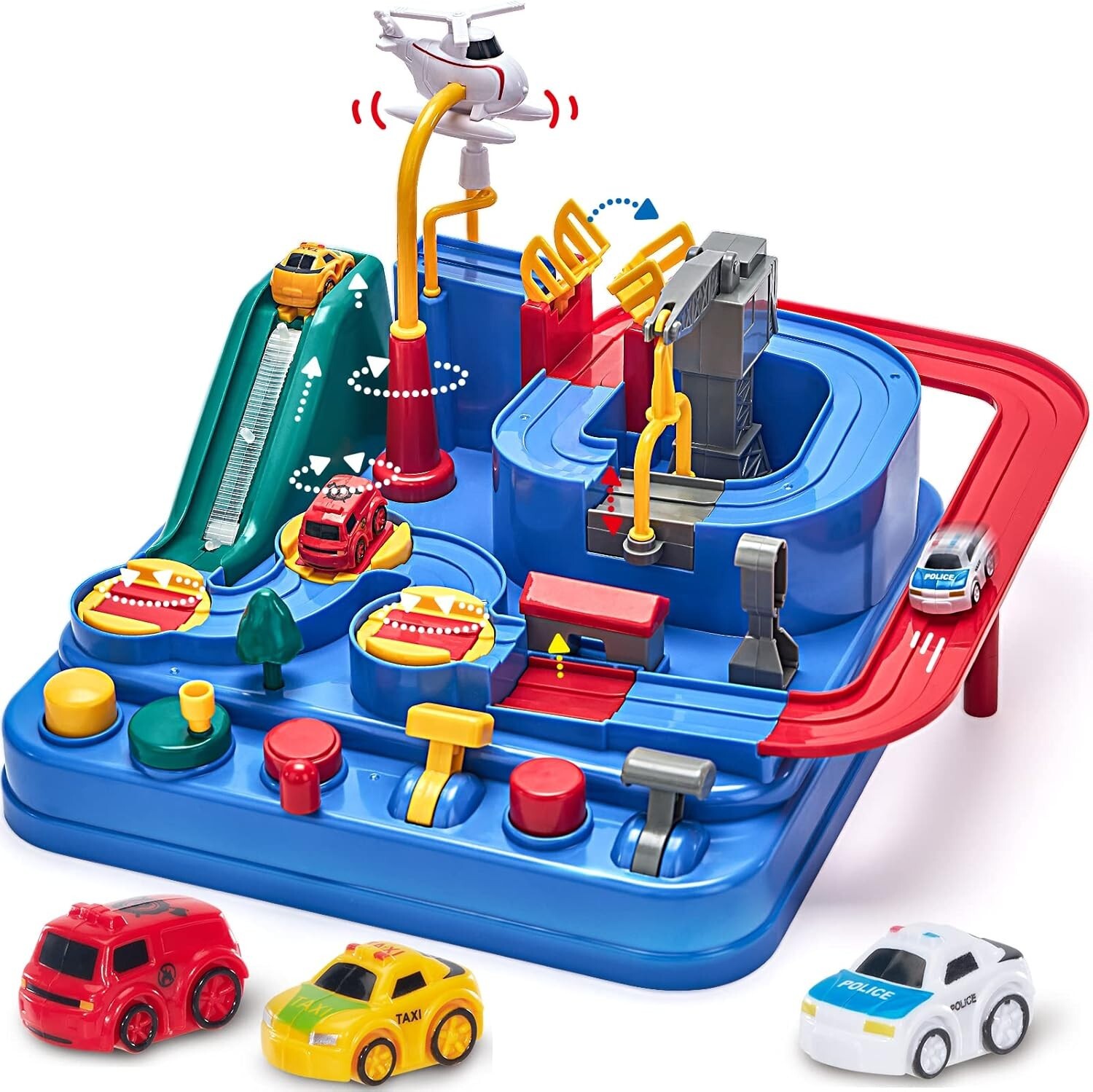 Circuit de voiture pour enfant avec hélicoptère jouet de piste 3 à 5 ans