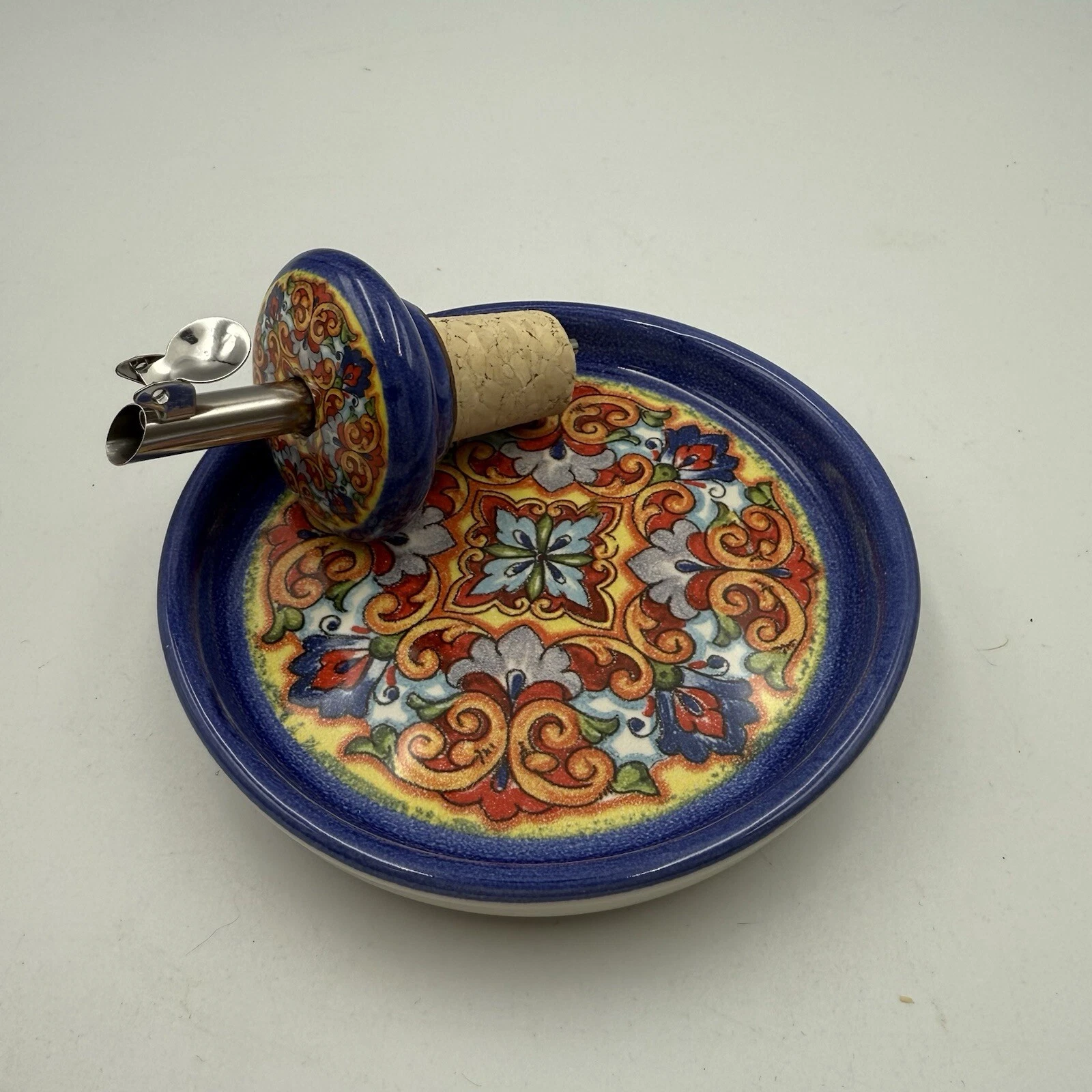 Authentic Oil Spout And Dish From Italy Never Used