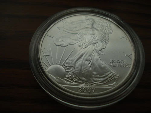 BU 2007-W BURNISHED SILVER EAGLE W/US MINT COA   E2
