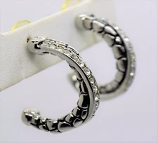 A-39 CHIC CLASSIC Designer Style Silver Dots Twist  hoop Fashion jewelry Earring