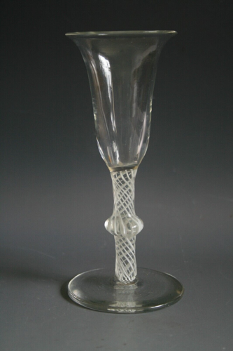 18TH CENTURY GLASS WITH  OPAQUE TWIST STEM - Picture 1 of 4