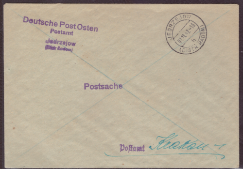 Generalgouvernement Deutsche Post Osten Postamt Jedrzejow 1942 - Bild 1 von 1