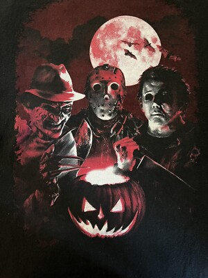 Horror Serial Killers Michael Jason Freddy Horror Graphic T Shirt Size XLarge.