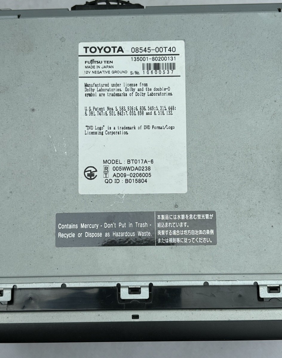 TOYOTA BT017A-6 NSZT- W60 36068 SAT NAV DVD CD RADIO MULTIMEDIA