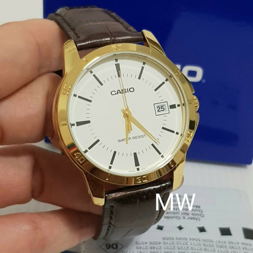 Casio Classic Series Men's Analog Date Brown Leather Dress Watch MTP-V004GL-7A  | eBay