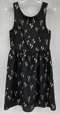 Everly Black w/ Gold Accent Sleeveless Lined V-Neck Dress Junior Womens Sz S EUC