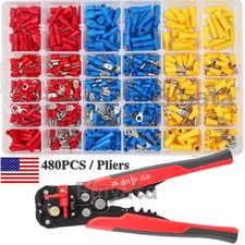 480PCS Assorted Insulated Electrical Wire Terminal Crimp Connector Spade Set Kit