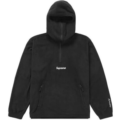 Supreme Polartec Fleece Facemask Half Zip Sweatshirt - Size XL - Black - NEW