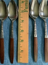 INTERPUR INR2  BROWN SYNTHETIC HANDLES  VERY NICE CONDITION TEASPOONS