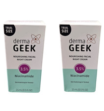 2 Pack Derma Geek .5 Oz 3.5 Niacinamide Facial Night Cream Trial/Travel 15ml