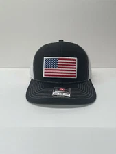 Richardson 112 American Flag 6 Panel Adjustable Snapback Mesh Hat (White Flag)