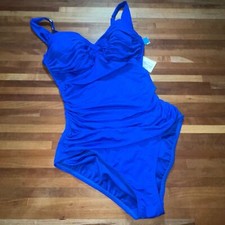BLEU BY ROD BEATTIE Kore Shirred Bandeau One-Piece Swimsuit blue Size 4
