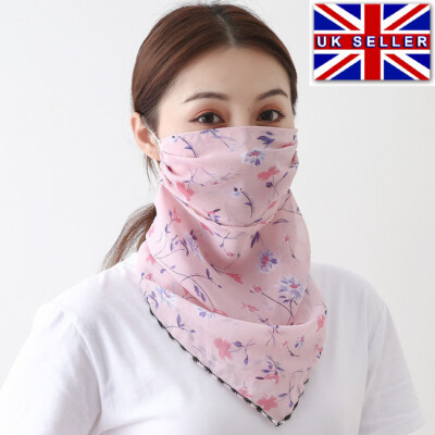 DAMEN SCHAL GESICHTSSCHUTZ MASKE SCHUTZ BANDANA CHIFFON MUNDBEDECKUNG SONNENCREME 