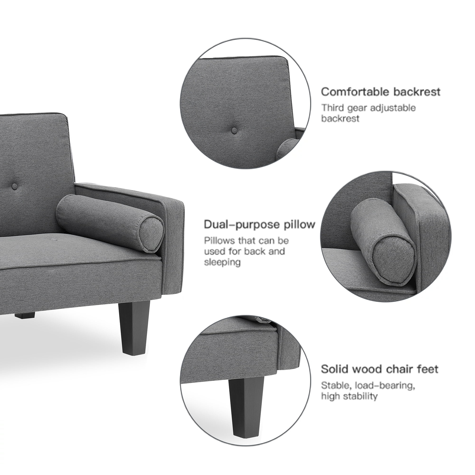 Upholstered Folding Futon Fabric Couch,Recliner Twin Size Futon Bed eBay