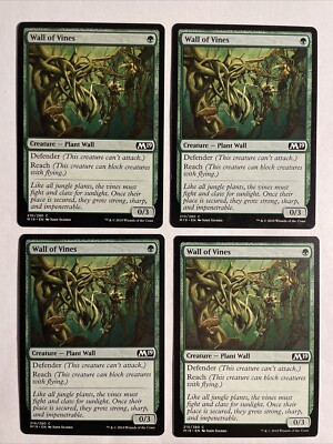 4x Mtg Core Set 2019 M19 Wall Of Vines NM Magic The Gathering