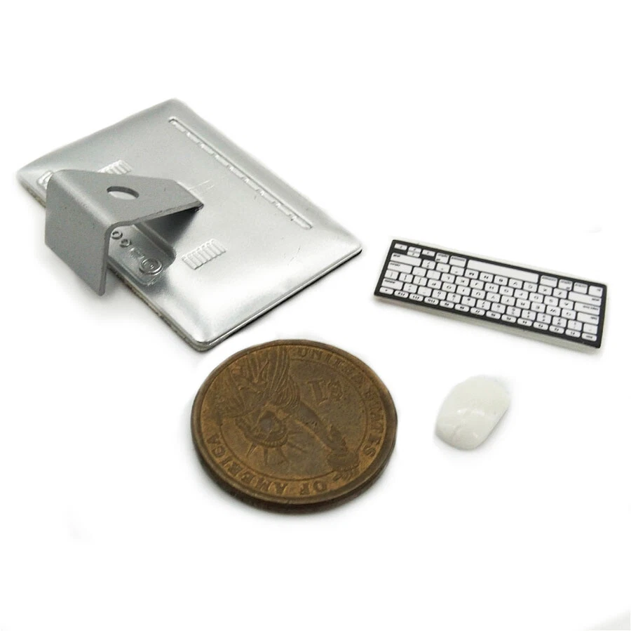 Dollhouse Brand Desktop Computer 1:12 Set Miniature Keyboard Mouse Accessory - Image 3 of 3