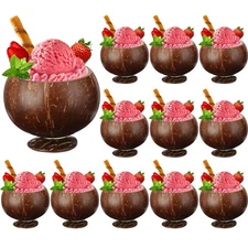 Tioncy 12 Pcs 13.5 oz Coconut Shell Cups Bulk Hawaiian Party Coconut Cups Pol...