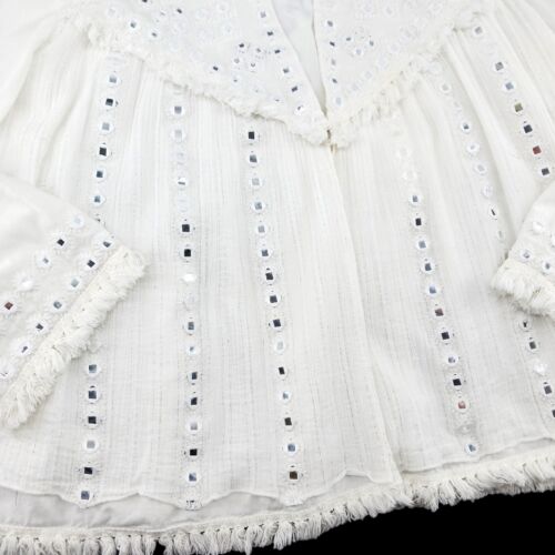 Ruby Yaya Women's White Long Sleeves Pleated/ Fringe Open-front Jacket Size M - Picture 3 of 15