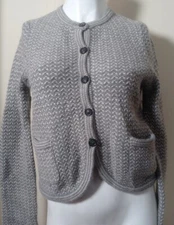 Piazza Sempione Wool Kashimir Angora Gray Creme Cardigan Sweater Size IT40 italy