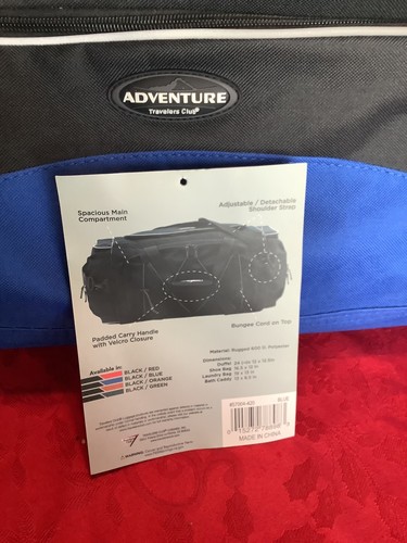 Travelers Club Adventure New Duffle Gym Bag 24” Factory Sealed - Picture 6 of 7