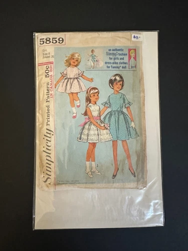 Vintag Simplicity 5859 Girl's Party Dress w/Tammy Doll Dress Pattern Sz 8