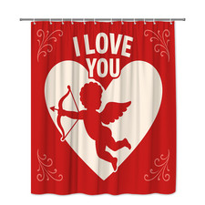 Valentine's Day Shower Curtain - I Love You Cupid Heart Design