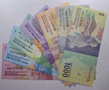 Indonesia Banknotes 1000-100000 Rupiah Set 2016 Ascending S/N 123456 (7PCS)-UNC