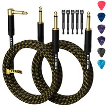 Guitar Cable 10 Feet/2 10FT-2PK, Angled to Straight 