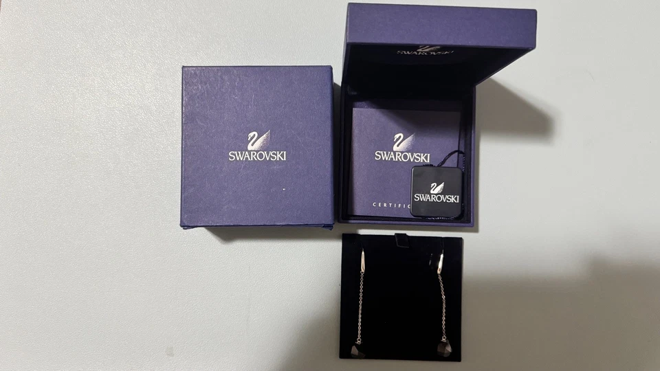 NIB Swarovski Jet Hematit Pierced Earrings - Image 3 of 4