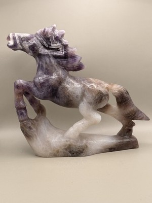 Stunning Hand Carved Dream Amethyst Horse Statue Natural Crystal 