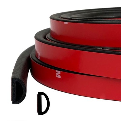 D-Shape EPDM Foam Rubber Seal 0.75'' W x 0.375'' H x 26 FT Self-Adhesive