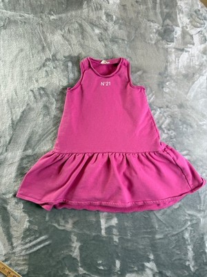 N°21 Alessandro Dell'Acqua Girls Pink Sleeveless Sweatshirt Dress Ruffle Hem 10