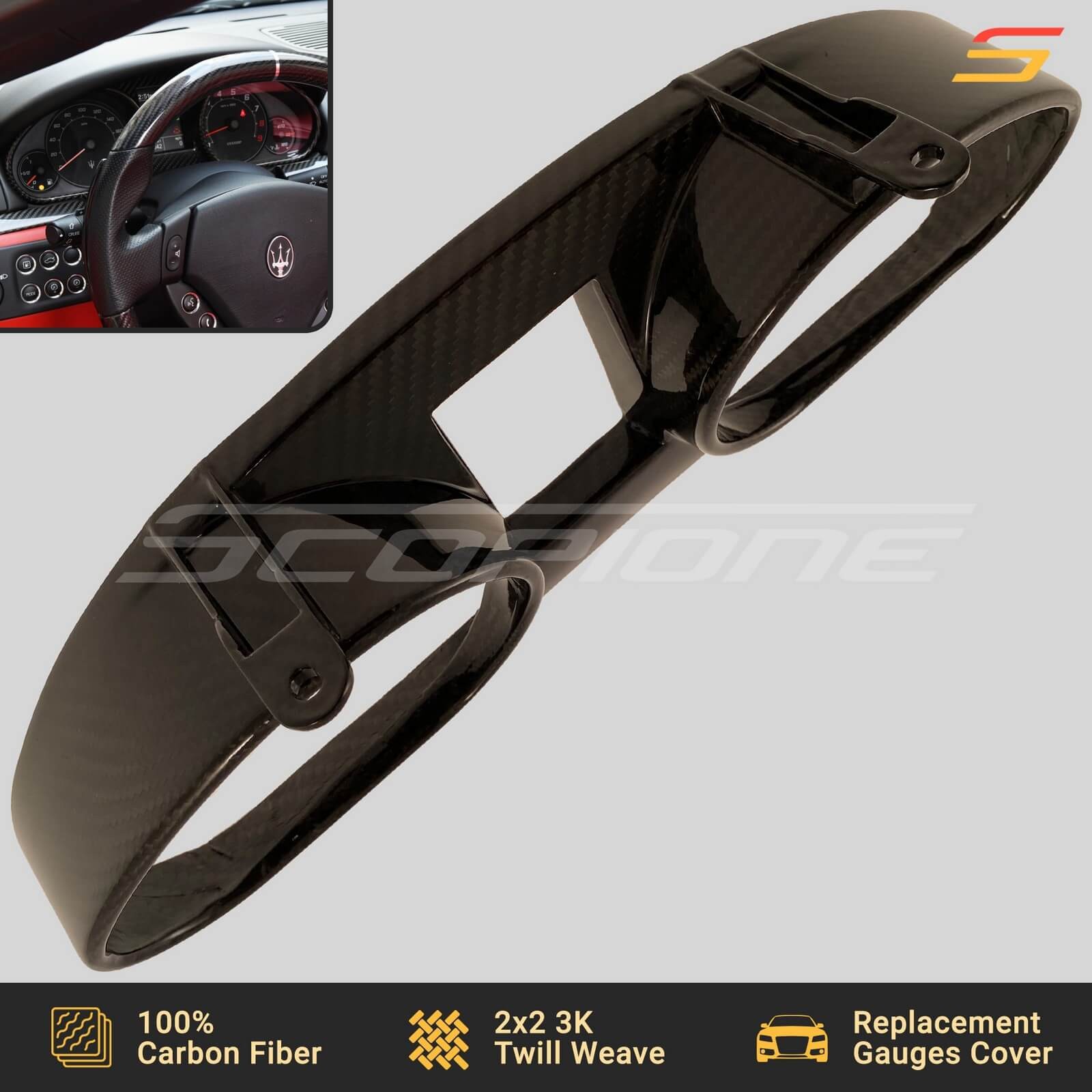 Scopione Carbon Fiber Gauge Cluster for Maserati 08-19 GranTurismo GranCabrio