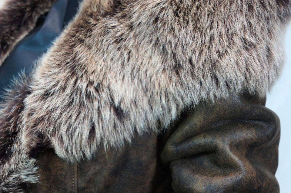 REAL 100% Piel de Oveja Piel de Oveja Toscana Abrigo Largo Capucha DAKOTA MARRÓN XS-6XL Foto 3 de 4