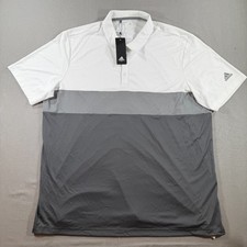 NWT Adidas Merch Block Polo Shirt Mens 2XL White Golf Short Sleeve FK3646
