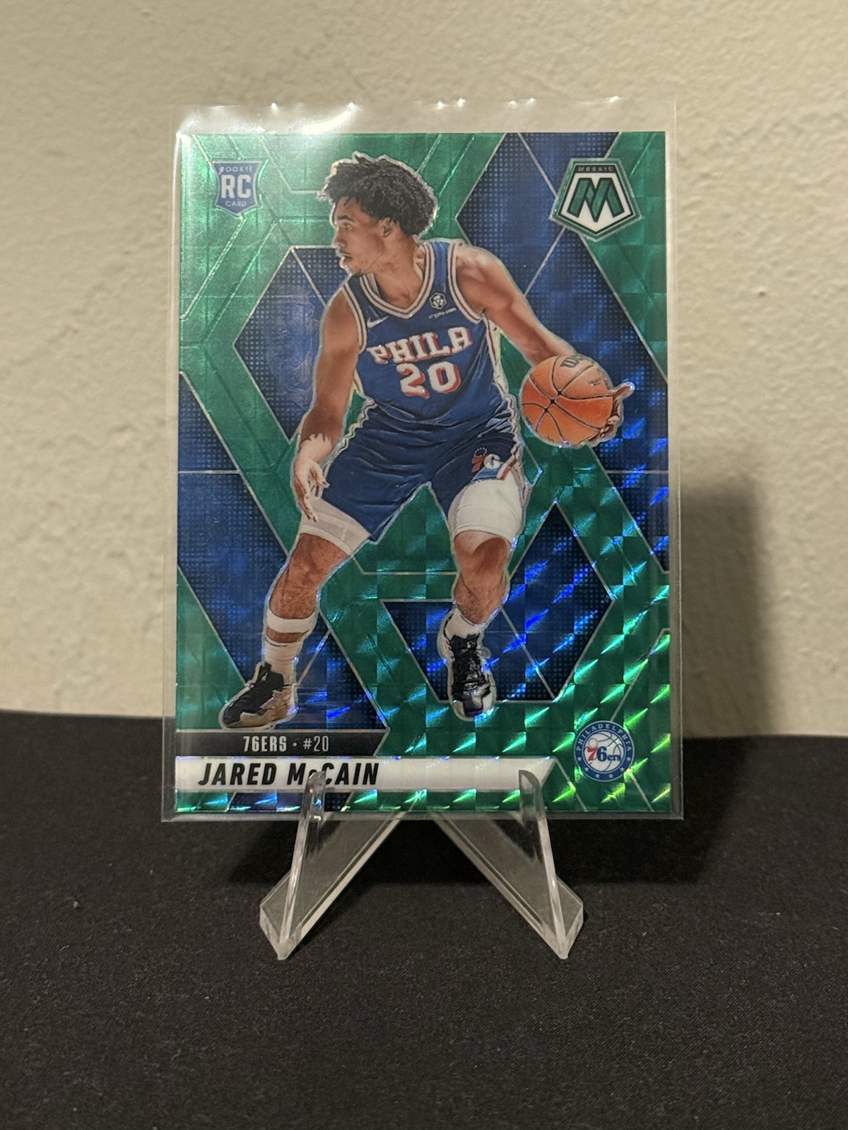 2024-25 Panini Mosaic - Rookies Jared McCain #228 Green Mosaic Prizm (RC)