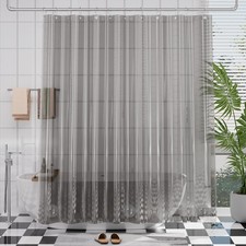 AmazerBath Premium EVA Shower Curtain 72"W x 72"L Pack of 1 , Clear - Grey