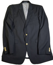 Tommy Hilfiger Blazer Sport Coat Men 44 Long Blue Wool Blend Gold Buttons Preppy