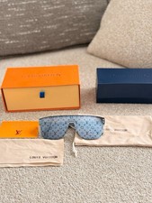 Louis Vuitton Women's Shield Monogram Sunglasses Tinted Gray Lenses Black