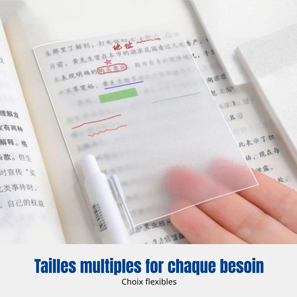 Notes autocollantes transparentes, bloc-notes minimaliste, surface inscriptible - Photo 3/4