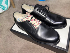 Gucci Men’s Black Leather Lace-Up Derby Dress Shoes Bee Logo US 9